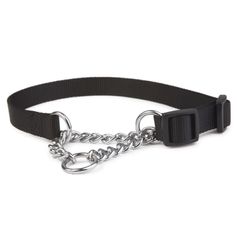 Collier métal+nylon semi-étrangleur Ancol noir