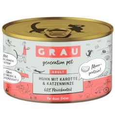 Pâtée pour chats Poulet, carotte et herbe à chat 6 x 200 g