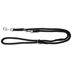 Laisse chien en corde noire double ajustable à 3 points 120-220cm
