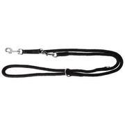 Laisse en corde noire double ajustable à 3 points 120-220 cm pour chiens