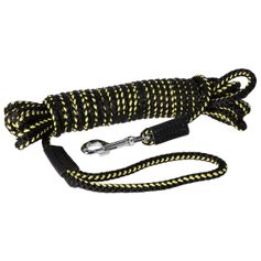 Longe en corde noire et jaune  de 15 m x 8 mm pour chiens